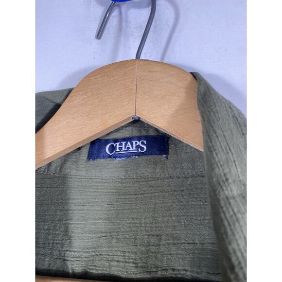 Chaps Top Shirt Size XL Button Up Gauzy Olive Green Boho Herbalist Minimalist - Picture 5 of 9